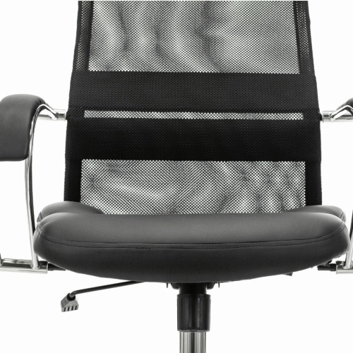 Кресло офисное Brabix Premium Stalker EX-608 CH сетка/ткань/кожзам, черное 532091 фото 5